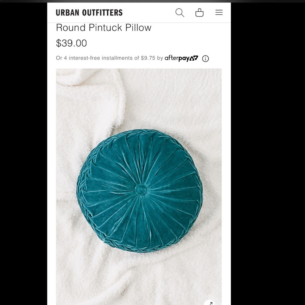 Urban Outfitters Teal Round Pintuck Pillow